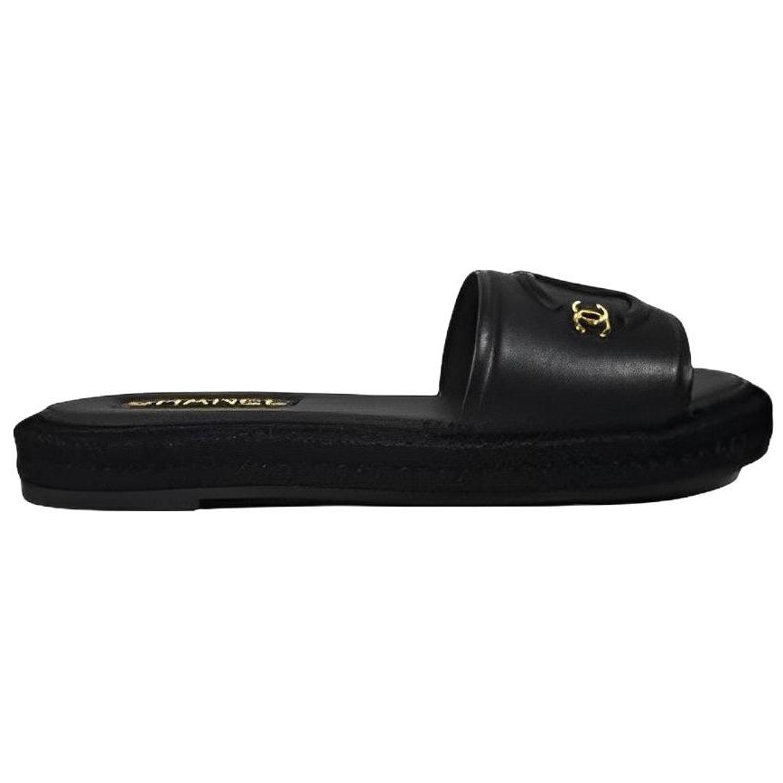 CHANEL Slide Slippers Women's Black