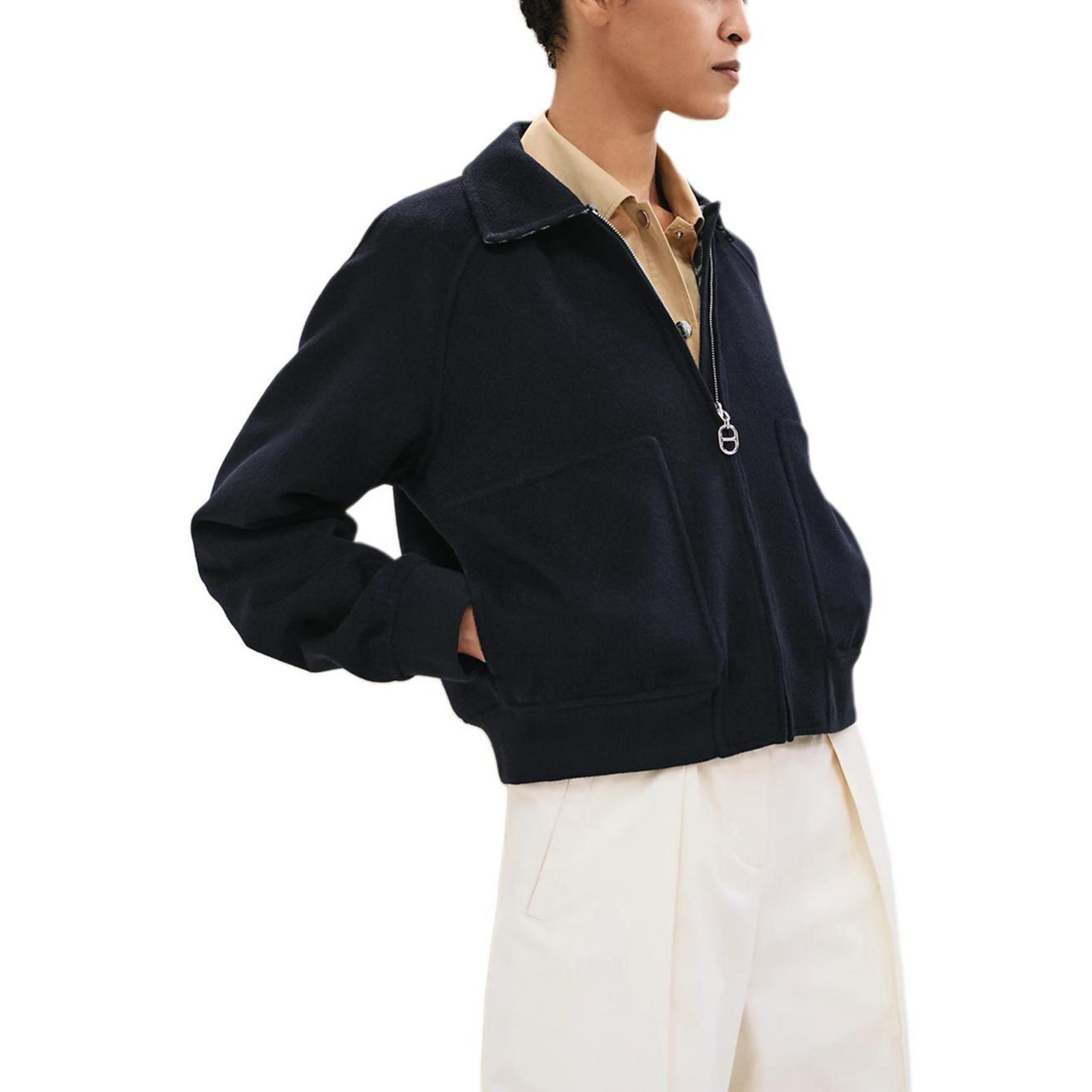 HERMES Jackets Coats Women's Ocean Blue