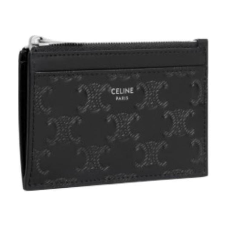 CELINE Leather Card Holder Men's Black