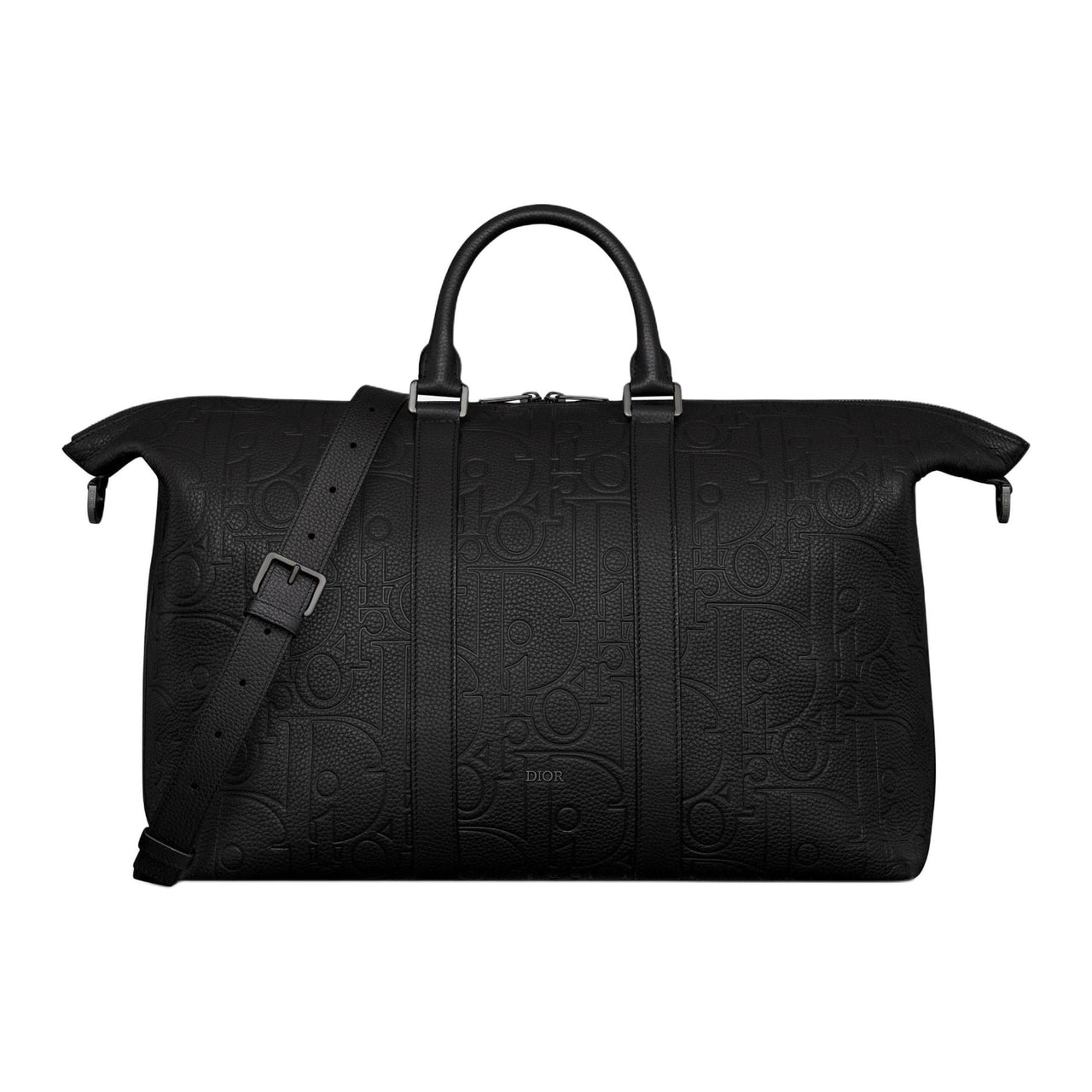 DIOR Gravity Print Effect Grained Cow Leather One Shoulder Crossbody Portable Travel Bag Men's Black
