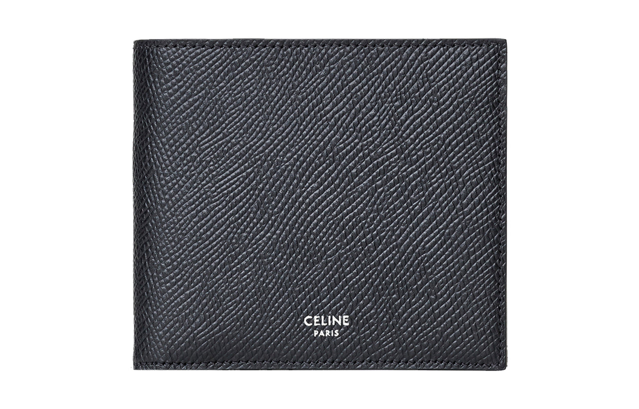 CELINE Grained Calfskin Wallets Card Holders Men's Black