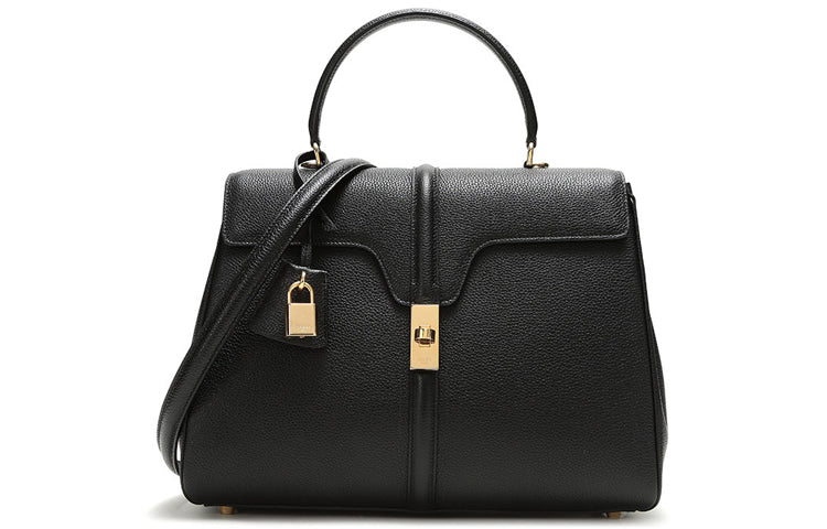 CELINE Grain Calfskin Handbag, Shoulder Bag Medium Size Women's Black