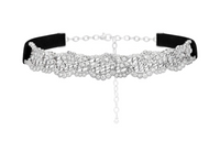 DIOR 18K White Gold, Diamond, Velvet Necklaces Unisex Silver