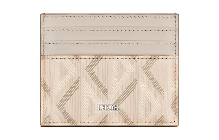 DIOR Natural Smooth Calfskin With Canvas Card Holder Women's Beige
