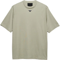 PRADA Solid Color Logo Round Neck Pullover Short Sleeved T Shirt Men's Green