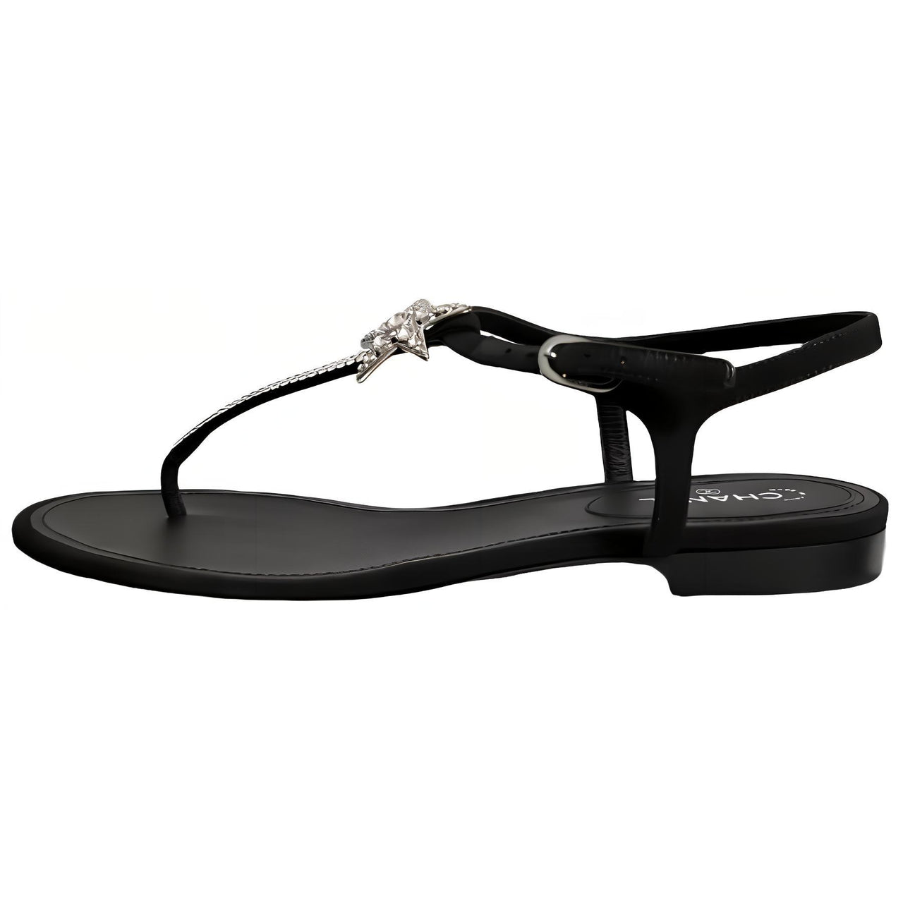 CHANEL One Strap Sandals Women's Black