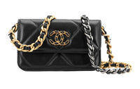 CHANEL Lambskin Evening Party Bag Coin Purse Crossbody Bag Mini Women's Black