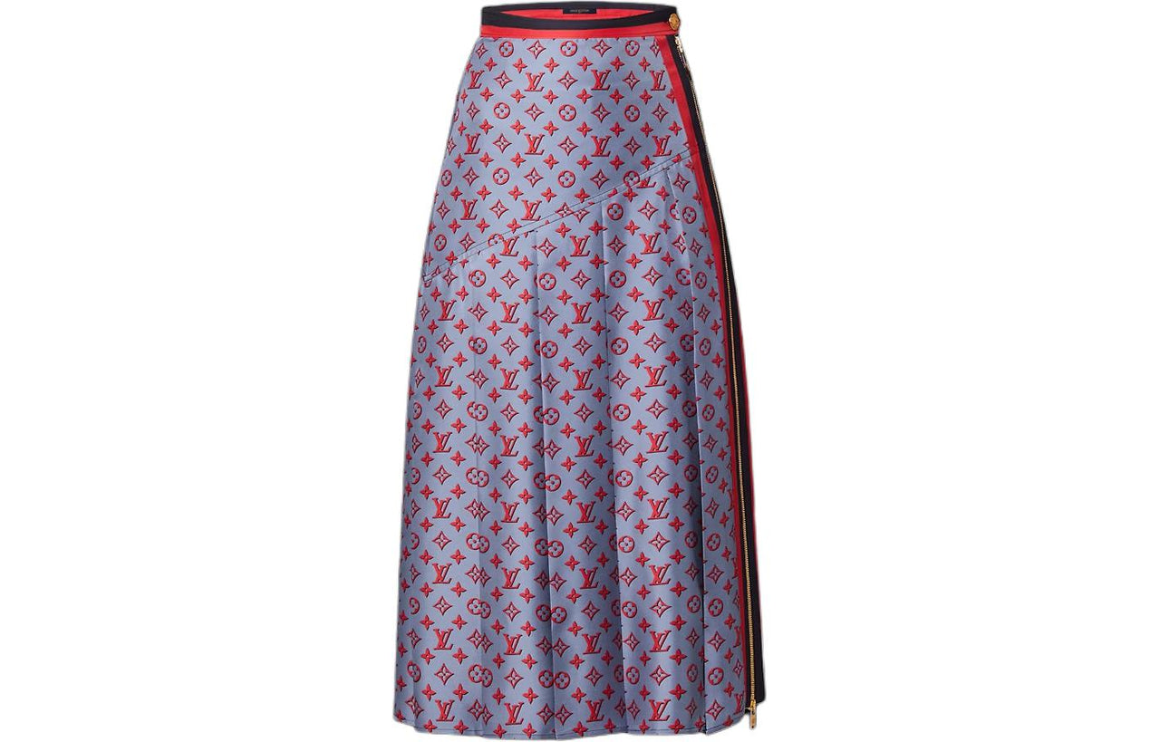 LOUIS VUITTON 1ABRRK 3D Monogram Asymmetrical Pleat Midi Skirt