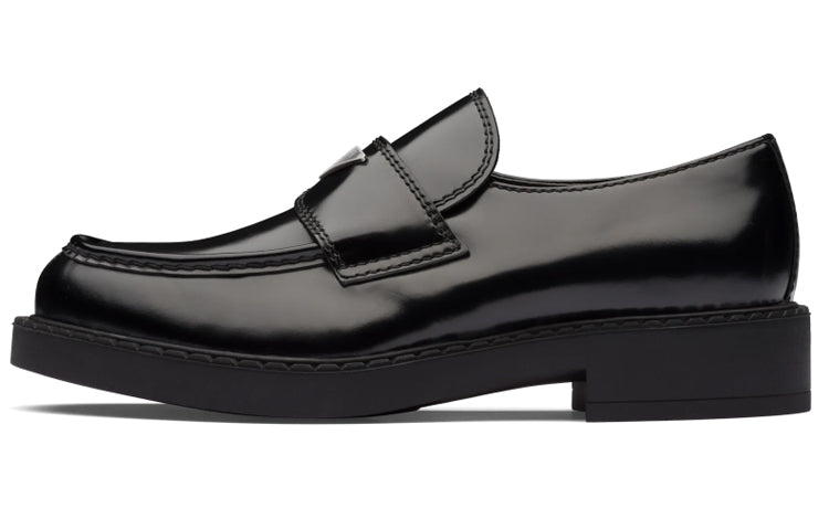 PRADA Chocolate Brushed Leather Loafers