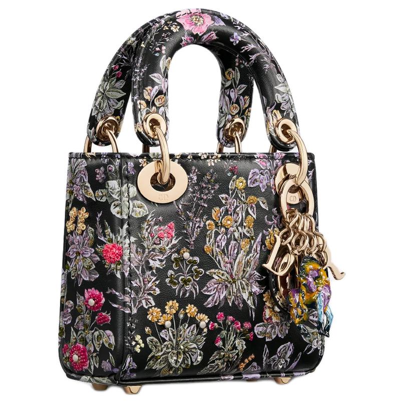 DIOR Lady Dior Cow Leather Shoulder Bag, Crossbody Bag, Handbag Extra Mini Women's Black