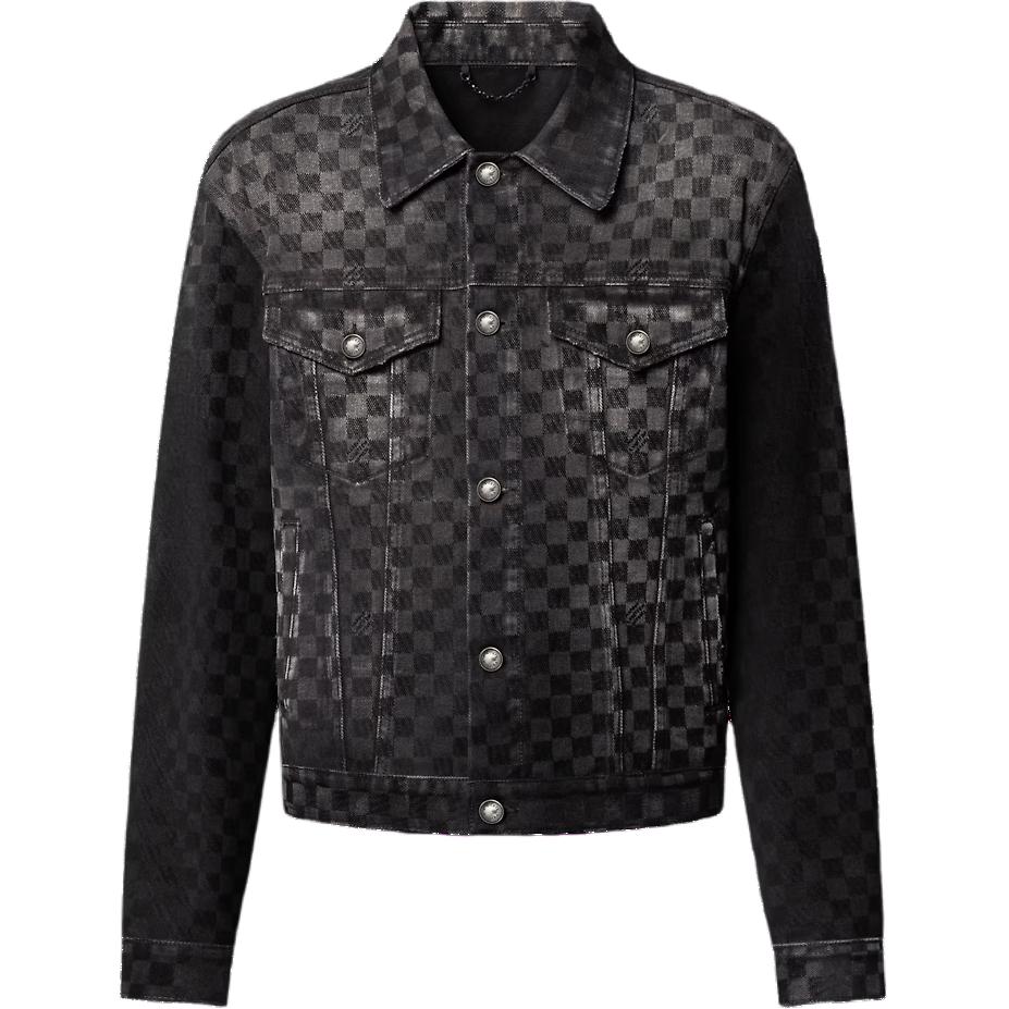 LOUIS VUITTON Flocked Damier Denim Trucker Jacket