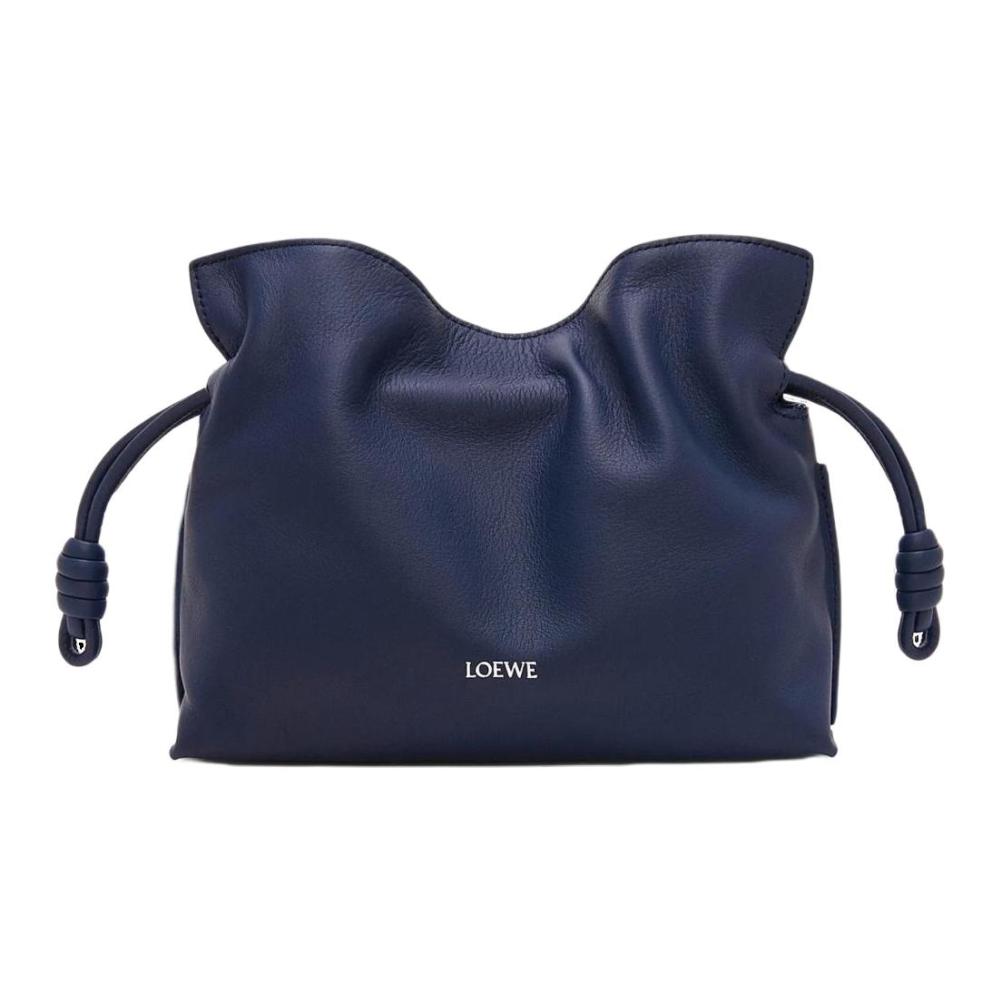 LOEWE Flamenco Nappa Cow Leather One Shoulder Crossbody Clutch Mini Women's Dark Blue