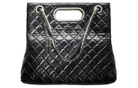 CHANEL Shiny Lambskin Tote Bag Shopping Bag Shoulder Bag Crossbody Bag Handbag Regular Women's Black