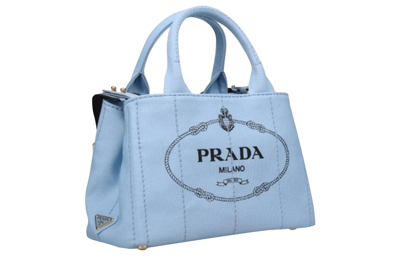 PRADA Cow Leather One Shoulder Handbags Women's Blue