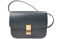 CELINE Classic Bo Cow Leather Tofu Bag Block Handbag Shoulder Bag Crossbody Bag Medium Size Women's Dark Gray Blue