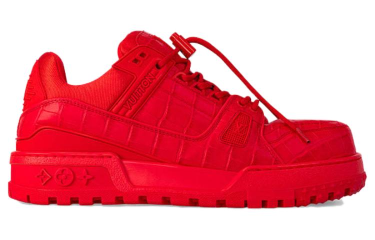 LOUIS VUITTON Trainer Maxi Little Chubby Ding Low-Top Skateboard Shoes Men's Red