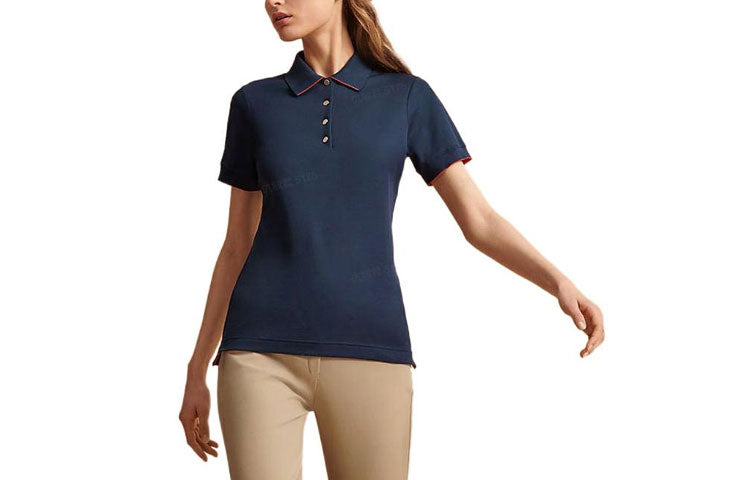 HERMES Polo Shirt Women's Marine Blue
