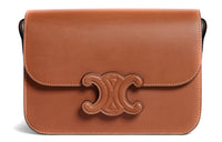 CELINE Cow Leather Crossbody Bags Shoulder Bags Medium Size Women's Tawny