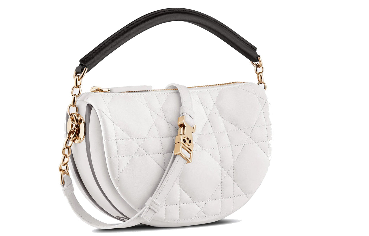 DIOR Sheepskin Handbag, Shoulder Bag, Handbag Trumpets Women's White
