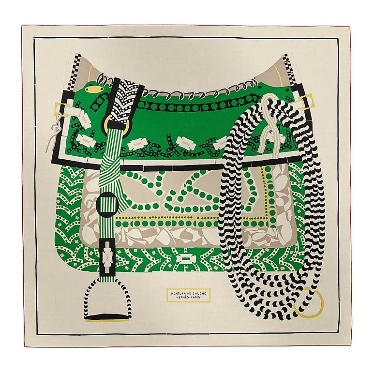 HERMES Silk Shawls Women's Green