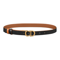DIOR Cow Leather Brass Leather Belts Women's Black Width: 2CM