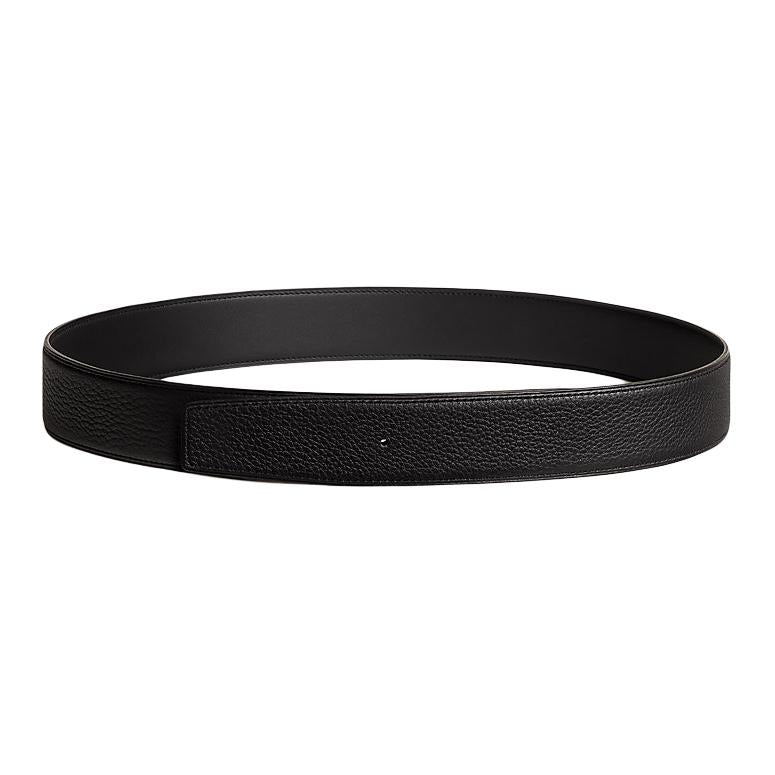 HERMES Calfskin Leather Belts Men's Width: 3.8CM