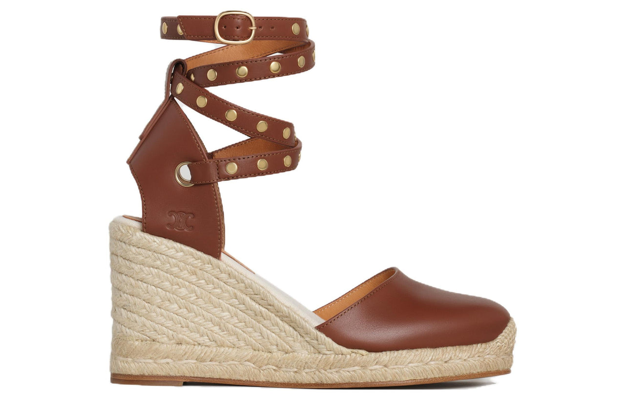 CELINE Wedge Heel High Heels 7cm Women's Umber