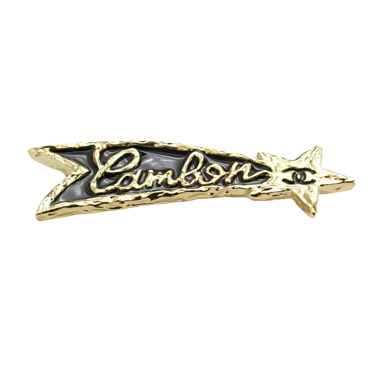 CHANEL Metal Resin Brooches Women's Black Gold