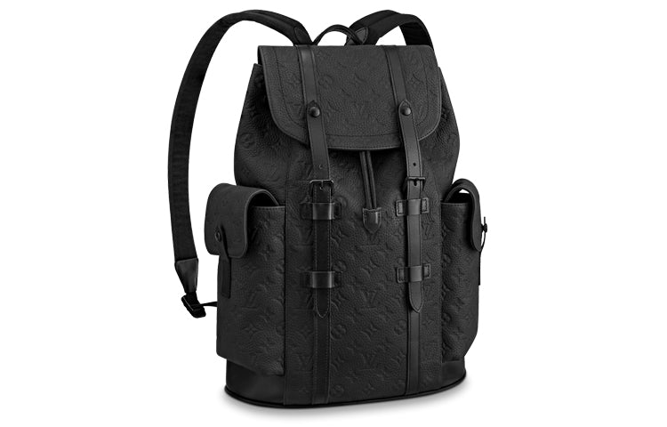 LOUIS VUITTON CHRISTOPHER Cow Leather Backpack Medium Size Men's Black