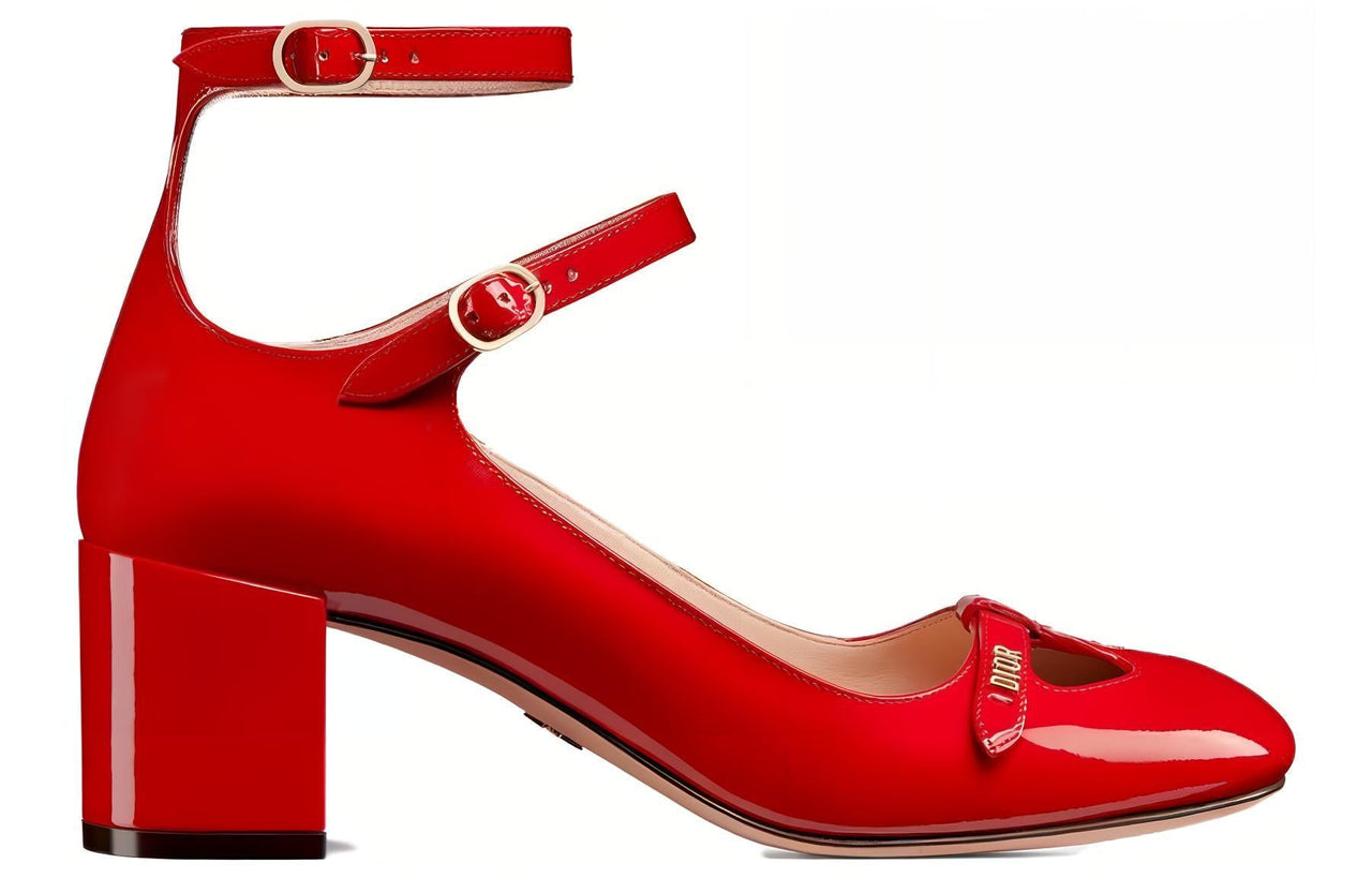 DIOR Aime Dior Chunky Heel High Heels 5.5cm Women's Red