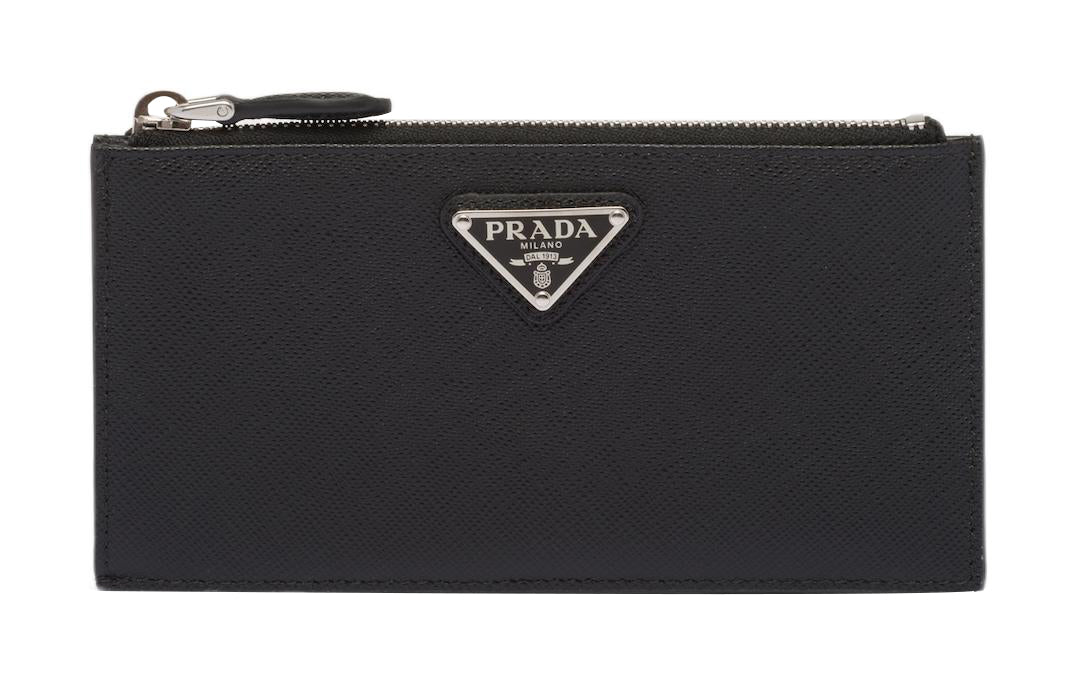 PRADA Saffiano Leather Card Holder Women's Black