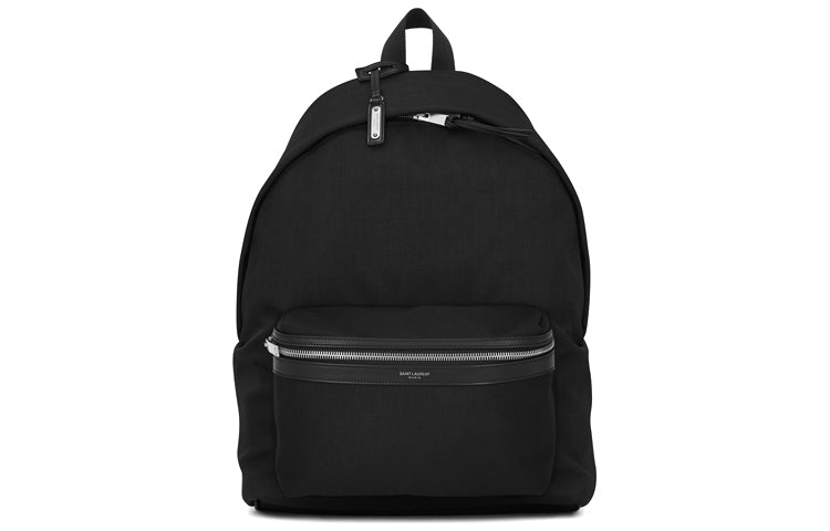 SAINT LAURENT City Nylon Fabric With Cow Leather Patchwork Backpack Men's Black