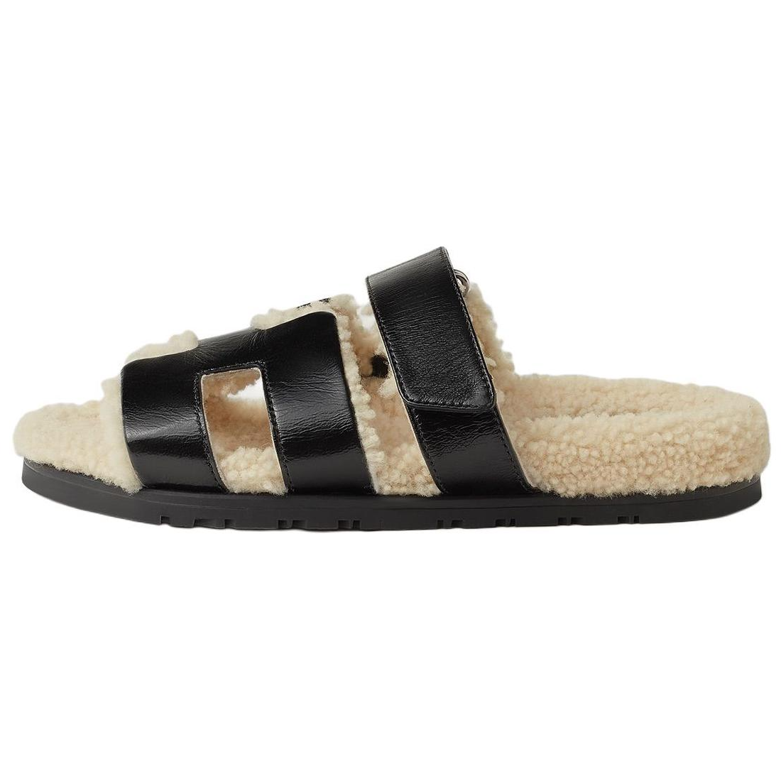 HERMES Chypre Rubber Sole Slip Resistant Slide Slippers Women's Black