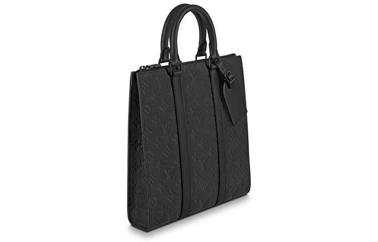 LOUIS VUITTON Sac Plat Taurillon Leather Handbag Briefcase Crossbody One Shoulder Handbag Regular Men's Black