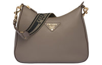 PRADA Leather Handbag Shoulder Bag Women's Mud Gray