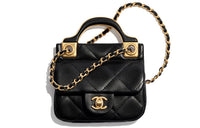 CHANEL Cow Leather Small Waste Bag Mouth Cover Crossbody Bag Card Holder Women's Black