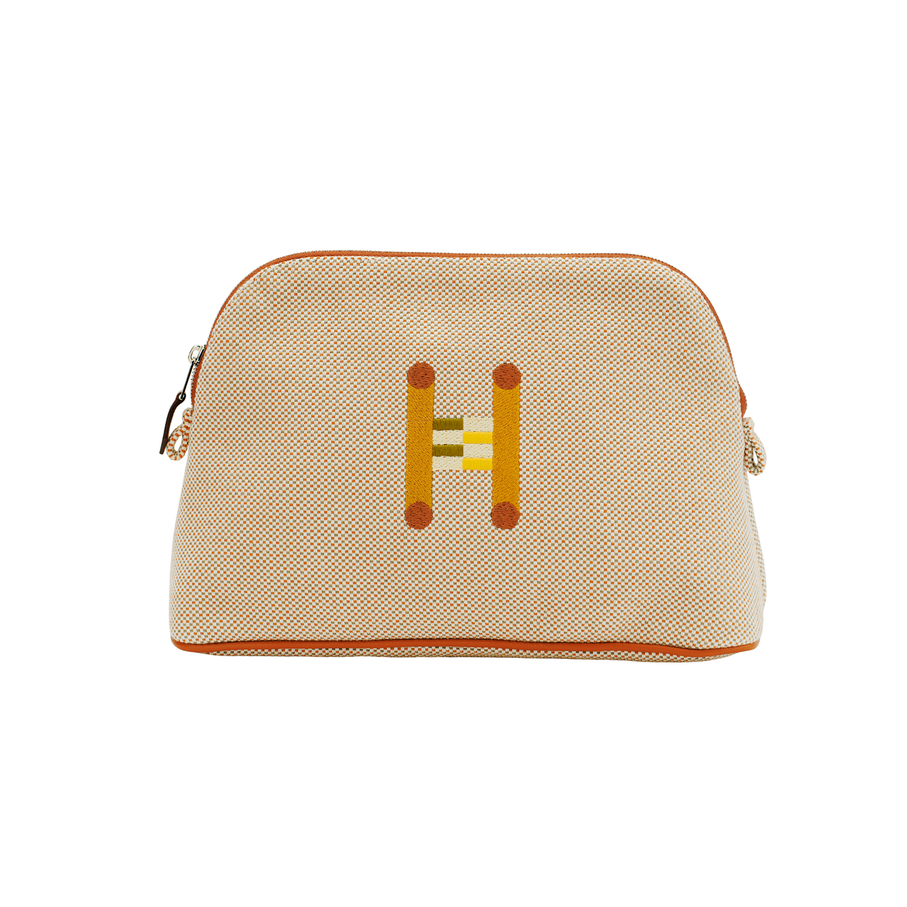 HERMES Bolide Canvas Storage Bag Women's Orange