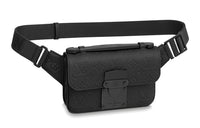 LOUIS VUITTON Cow Leather Fanny Pack, Sling Bag, Crossbody Bag Men's Black