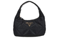 PRADA Lambskin Hobo Bag Shoulder Bag Crossbody Bag Handbag Medium Size Women's Black