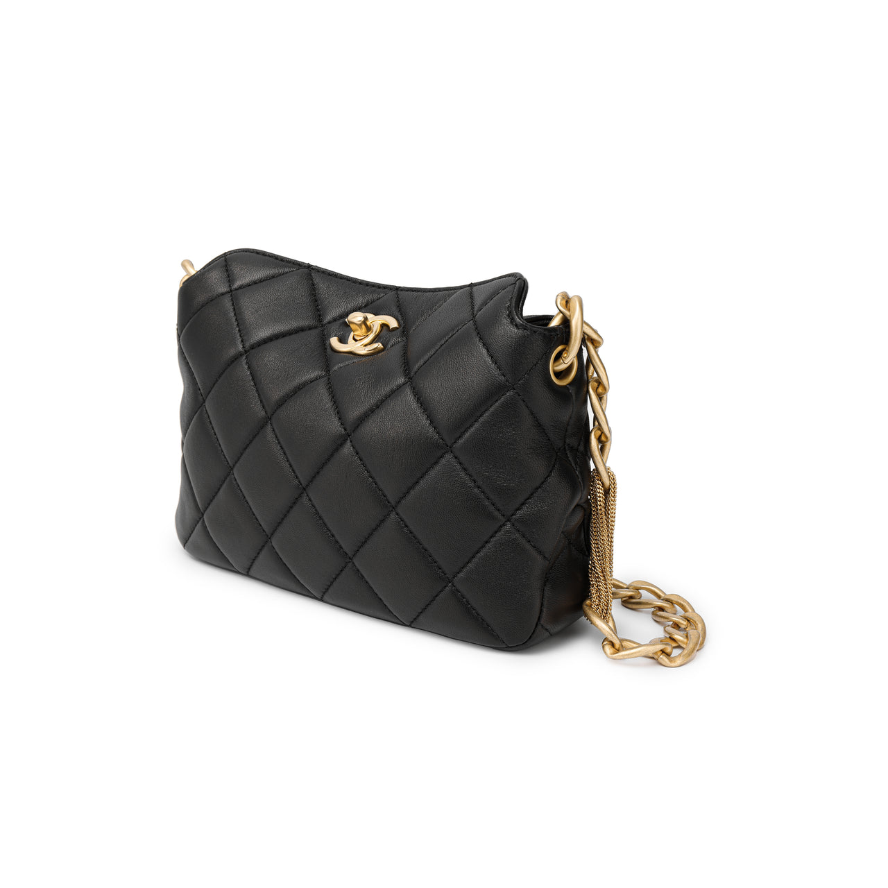 CHANEL Sheepskin Hobo Bag Handbag Shoulder Bag Women's Black