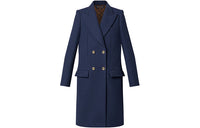 LOUIS VUITTON SS22 Velvet-feel Coat Women's Marine Blue