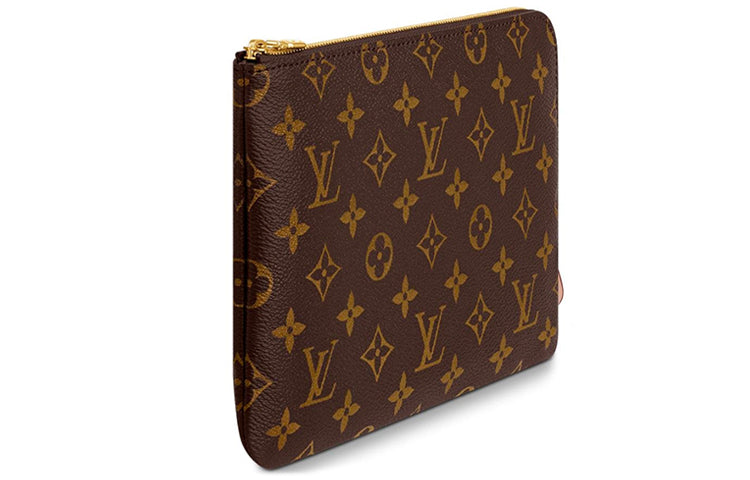 LOUIS VUITTON Coated Canvas With Leather Handbag Clutch Small Size Women's Brown