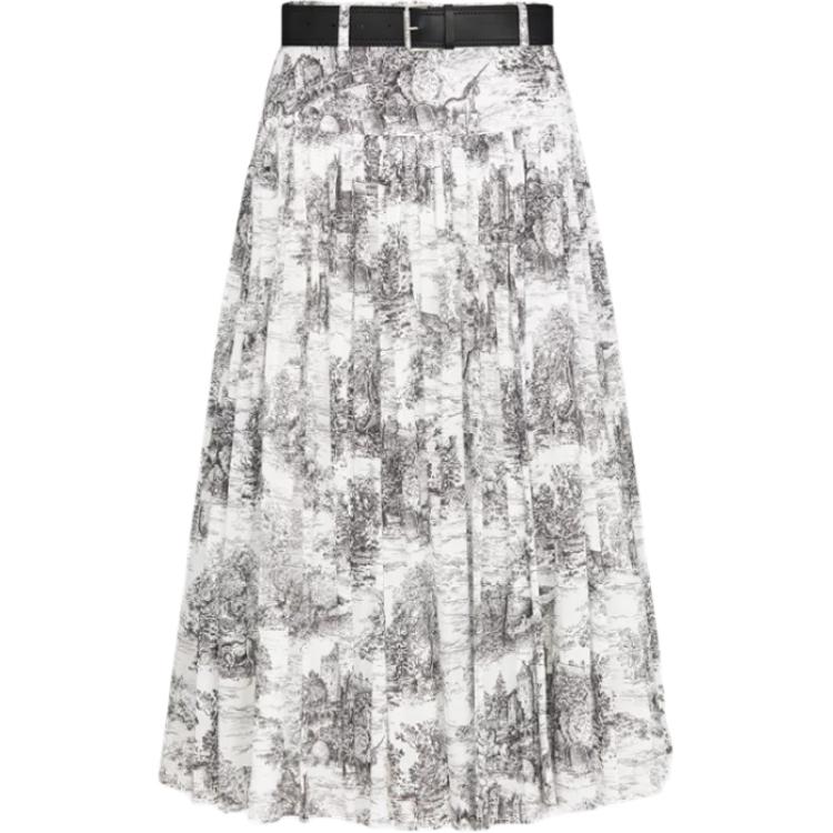DIOR FW24 Casual Long Skirt Women's White Black