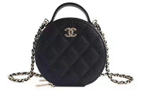 CHANEL 22c Early Spring Embossed Calfskin With Grains One Shoulder Handbag Crossbody Bag Regular Women's Black