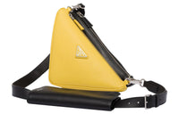 PRADA Leather Triangle Bag Crossbody Bag Shoulder Bag Men's Black/Sunlight Yellow