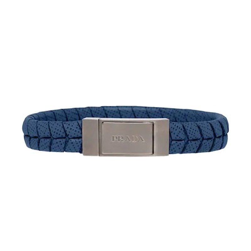 PRADA Leather Bracelets Men's Blue