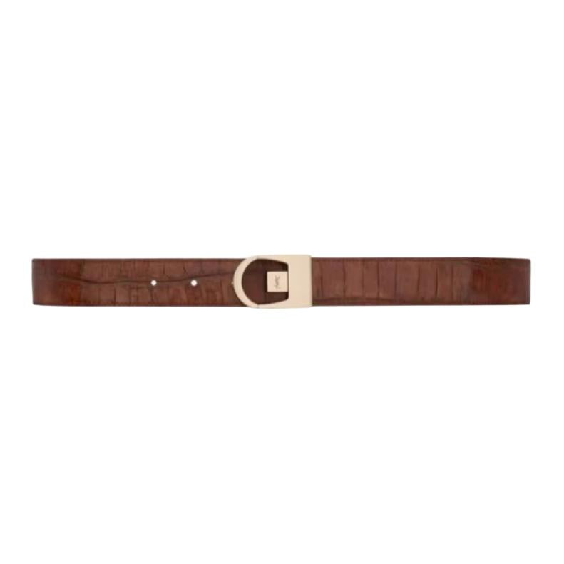 SAINT LAURENT Cow Leather Belts Women's Brown 3CM