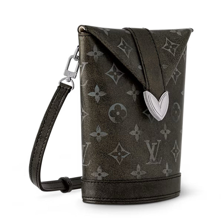 LOUIS VUITTON Cow Leather Shoulder Bag Crossbody Bag Men's Dark Brown