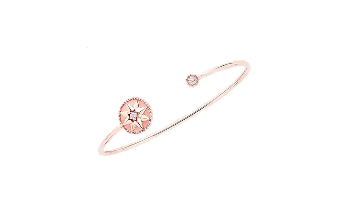 DIOR 18K Rose Gold Diamond Opal Wristbands Women's Pink