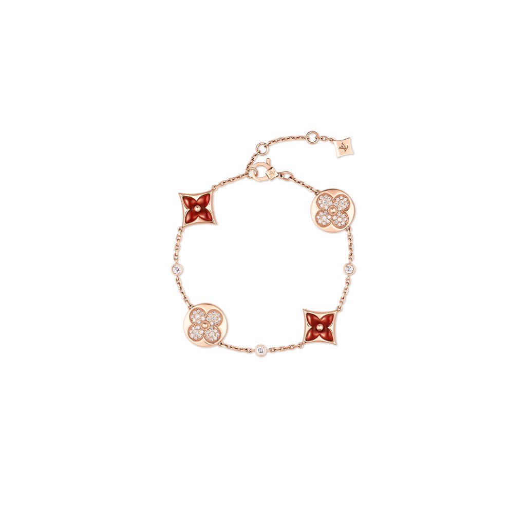 LOUIS VUITTON Chalcedony Diamond Gemstone 18K Gold Bracelets Unisex Gold